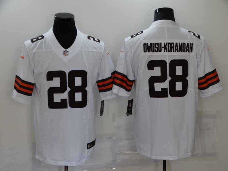 Men’s Cleveland Browns #28 Jeremiah Owusu Koramoah White 2020 NEW Vapor Untouchable Stitched NFL Nike Limited Jersey