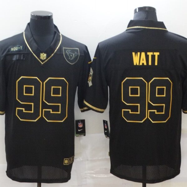 Men’s Houston Texans #99 J.J. Watt Black Gold 2020 Salute To Service Stitched NFL Nike Limited Jersey
