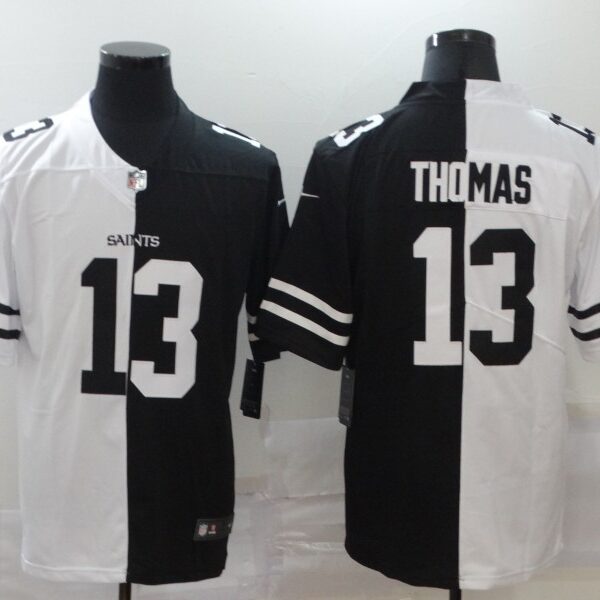 Men’s New Orleans Saints #13 Michael Thomas White Black Peaceful Coexisting 2020 Vapor Untouchable Stitched NFL Nike Limited Jersey