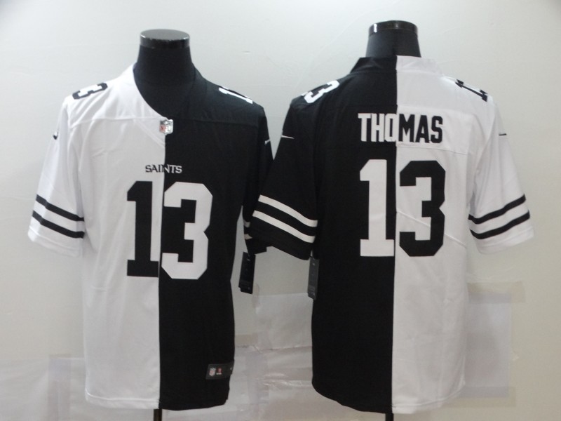 Men’s New Orleans Saints #13 Michael Thomas White Black Peaceful Coexisting 2020 Vapor Untouchable Stitched NFL Nike Limited Jersey