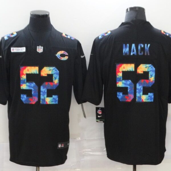 Men’s Chicago Bears #52 Khalil Mack Multi-Color Black 2020 NFL Crucial Catch Vapor Untouchable Nike Limited Jersey