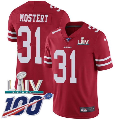 Nike 49ers #31 Raheem Mostert Red Super Bowl LIV 2020 Team Color Men’s Stitched NFL 100th Season Vapor Untouchable Limited Jersey