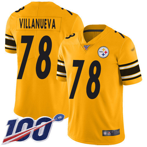 Nike Steelers #78 Alejandro Villanueva Gold Men’s Stitched NFL Limited Inverted Legend 100th Season Jersey