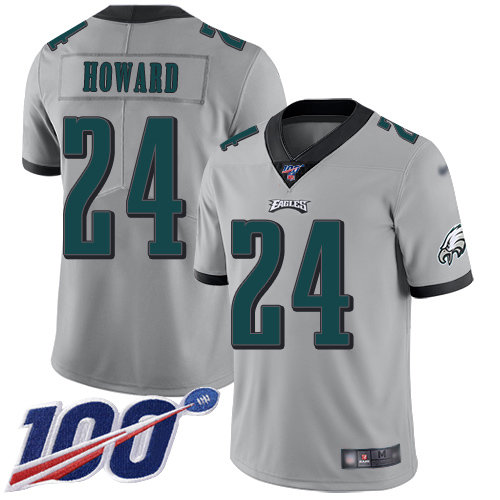 Nike Eagles #24 Jordan Howard Silver Men’s Stitched NFL Limited Inverted Legend 100th Season Jersey