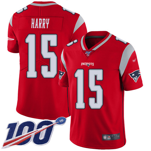 Nike Patriots #15 N’Keal Harry Red Men’s Stitched NFL Limited Inverted Legend 100th Season Jersey