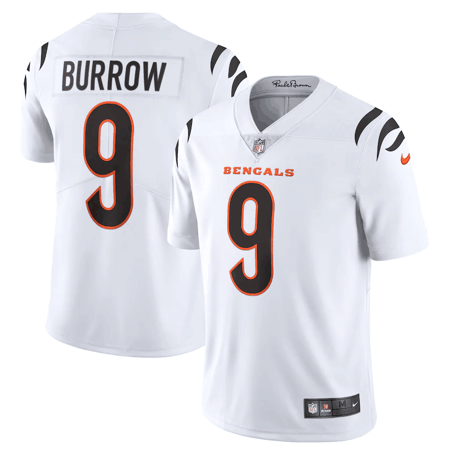 Men’s Cincinnati Bengals #9 Joe Burrow 2021 New White Vapor Untouchable Limited Stitched Jersey