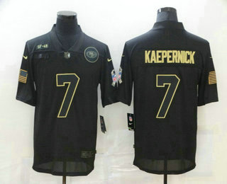 Men’s San Francisco 49ers #7 Colin Kaepernick Black 2020 Salute To Service Stitched NFL Nike Limited Jersey