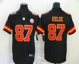 Men’s Kansas City Chiefs #87 Travis Kelce Black 2017 Vapor Untouchable Stitched NFL Nike Elite Jersey