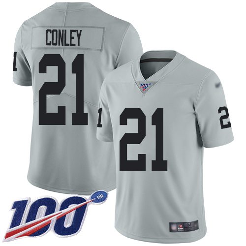 Nike Raiders #21 Gareon Conley Silver Men’s Stitched NFL Limited Inverted Legend 100th Season Jersey