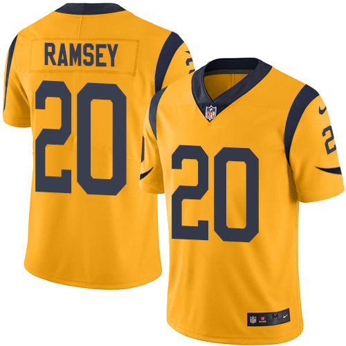 Nike Rams #20 Jalen Ramsey Gold Men’s Stitched NFL Limited Rush Jersey