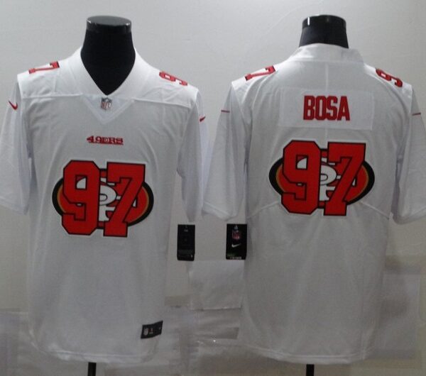 Men’s San Francisco 49ers #97 Nick Bosa White 2020 Shadow Logo Vapor Untouchable Stitched NFL Nike Limited Jersey