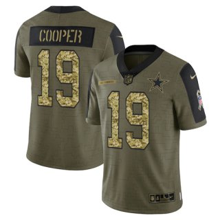 Men’s Olive Dallas Cowboys #19 Amari Cooper 2021 Camo Salute To Service Limited Stitched Jersey