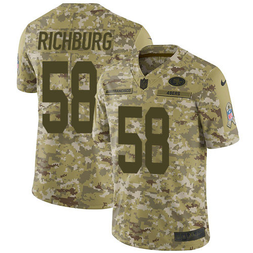 Nike 49ers #58 Weston Richburg Camo Men’s Stitched NFL Limited 2018 Salute To Service Jersey