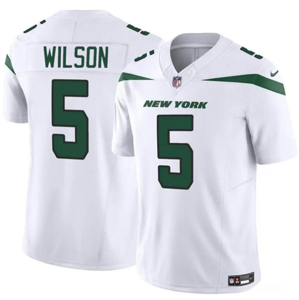 Men’s New York Jets #5 Garrett Wilson White 2023 F.U.S.E. Vapor Untouchable Limited Football Stitched Jersey
