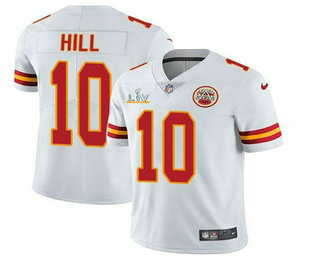 Men’s Kansas City Chiefs #10 Tyreek Hill White 2021 Super Bowl LV Vapor Untouchable Stitched Nike Limited NFL Jersey