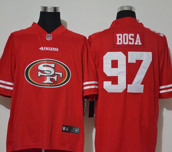 Men’s San Francisco 49ers #97 Nick Bosa Red 2020 Big Logo Vapor Untouchable Stitched NFL Nike Fashion Limited Jersey