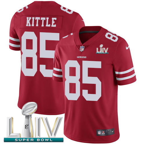 Nike 49ers #85 George Kittle Red Super Bowl LIV 2020 Team Color Men’s Stitched NFL Vapor Untouchable Limited Jersey