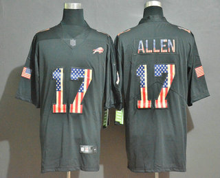 Men’s Buffalo Bills #17 Josh Allen 2019 Black Salute To Service USA Flag Fashion Limited Jersey