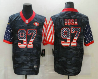 Men’s San Francisco 49ers #97 Nick Bosa USA Camo 2020 Salute To Service Stitched NFL Nike Limited Jersey