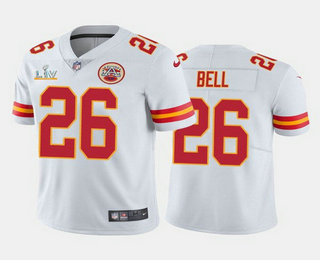 Men’s Kansas City Chiefs #26 Le’Veon Bell White 2021 Super Bowl LV Limited Stitched NFL Jersey