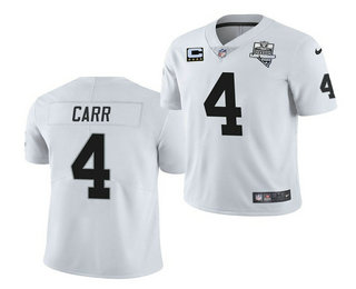 Men’s Las Vegas Raiders #4 Derek Carr White 2020 Inaugural Season With C Patch Vapor Limited Stitched NFL Jersey