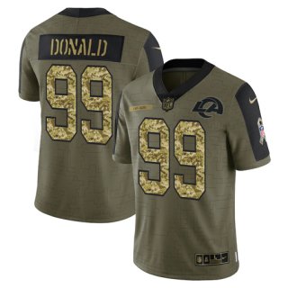Men’s Olive Los Angeles Rams #99 Aaron Donald 2021 Camo Salute To Service Limited Stitched Jersey