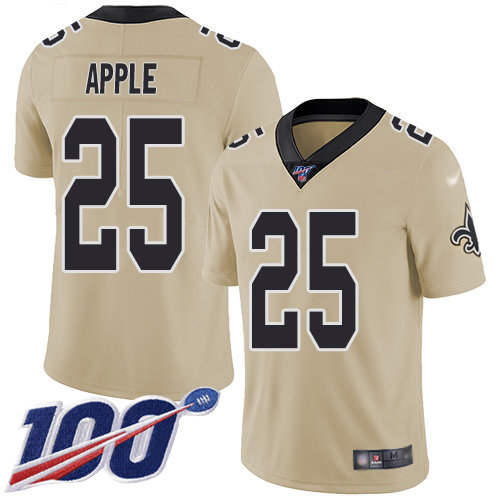 Nike Saints #25 Eli Apple Gold Men’s Stitched NFL Limited Inverted Legend 100th Season Jersey