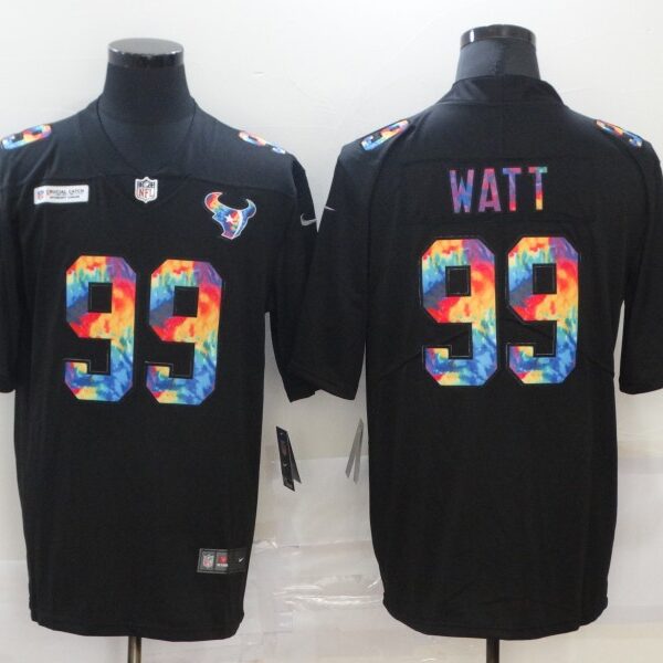 Men’s Houston Texans #99 J.J. Watt Multi-Color Black 2020 NFL Crucial Catch Vapor Untouchable Nike Limited Jersey