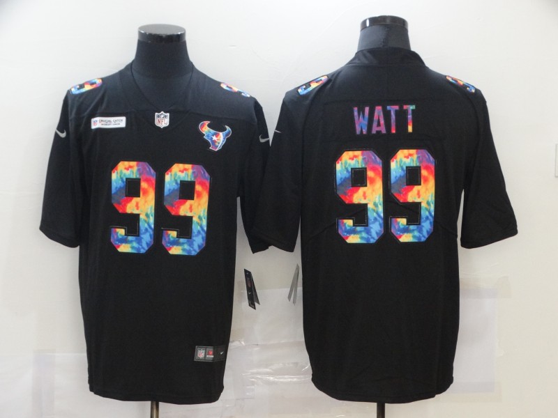 Men’s Houston Texans #99 J.J. Watt Multi-Color Black 2020 NFL Crucial Catch Vapor Untouchable Nike Limited Jersey