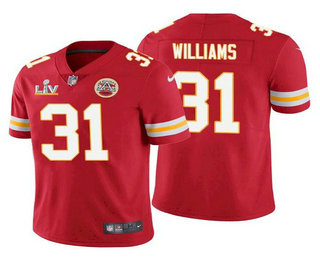 Men’s Kansas City Chiefs #31 Darrel Williams Red 2021 Super Bowl LV Limited Stitched NFL Jersey