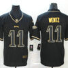 Men’s Philadelphia Eagles #11 Carson Wentz Black 100th Season Golden Edition Jersey