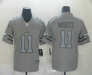 Men’s Philadelphia Eagles #11 Carson Wentz 2019 Gray Gridiron Vapor Untouchable Stitched NFL Nike Limited Jersey