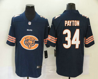 Men’s Chicago Bears #34 Walter Payton Navy Blue 2020 Big Logo Vapor Untouchable Stitched NFL Nike Fashion Limited Jersey
