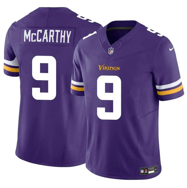 Men’s Minnesota Vikings #9 J.J. McCarthy Purple 2024 Draft F.U.S.E. Vapor Untouchable Limited Football Stitched Jersey