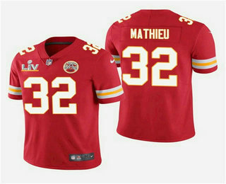 Men’s Kansas City Chiefs #32 Tyrann Mathieu Red 2021 Super Bowl LV Vapor Untouchable Stitched Nike Limited NFL Jersey