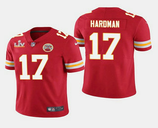 Men’s Kansas City Chiefs #17 Mecole Hardman Red 2021 Super Bowl LV Stitched NFL Jersey