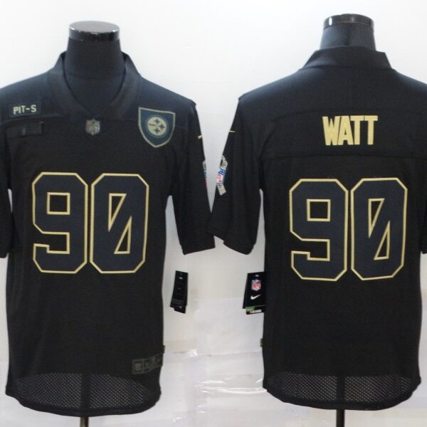 Men’s Pittsburgh Steelers #90 T. J. Watt Black 2020 Salute To Service Stitched NFL Nike Limited Jersey