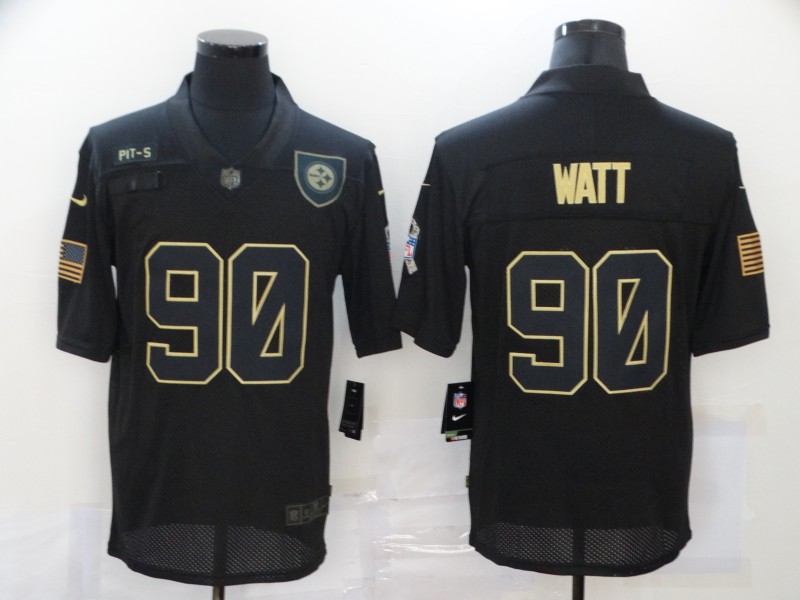 Men’s Pittsburgh Steelers #90 T. J. Watt Black 2020 Salute To Service Stitched NFL Nike Limited Jersey