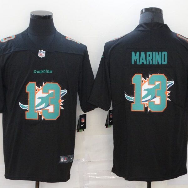 Men’s Miami Dolphins #13 Dan Marino Black 2020 Shadow Logo Vapor Untouchable Stitched NFL Nike Limited Jersey