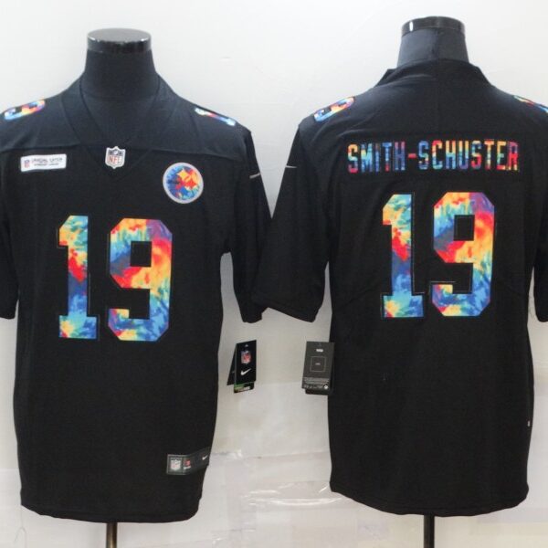 Men’s Pittsburgh Steelers #19 JuJu Smith-Schuster Multi-Color Black 2020 NFL Crucial Catch Vapor Untouchable Nike Limited Jersey