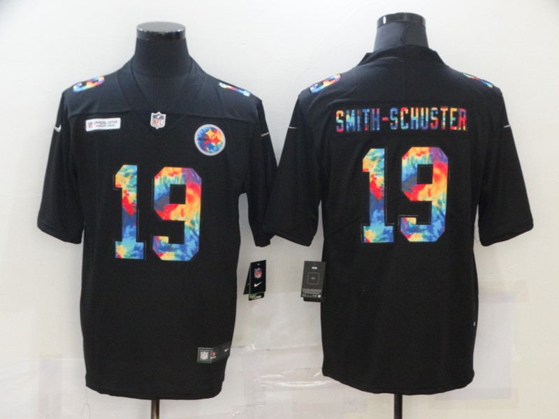 Men’s Pittsburgh Steelers #19 JuJu Smith-Schuster Multi-Color Black 2020 NFL Crucial Catch Vapor Untouchable Nike Limited Jersey