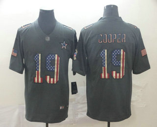 Men’s Dallas Cowboys #19 Amari Cooper 2019 Black Salute To Service USA Flag Fashion Limited Jersey
