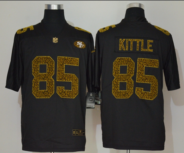 Men’s San Francisco 49ers #85 George Kittle Black 2020 Nike Flocked Leopard Print Vapor Limited NFL Jersey