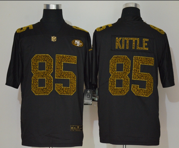 Men’s San Francisco 49ers #85 George Kittle Black 2020 Nike Flocked Leopard Print Vapor Limited NFL Jersey