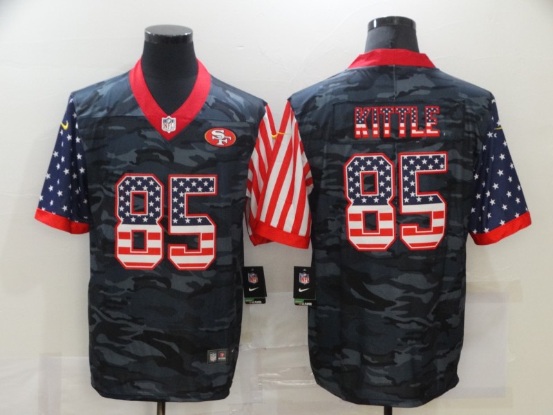 Men’s San Francisco 49ers #85 George Kittle USA Camo 2020 Salute To Service Stitched NFL Nike Limited Jersey