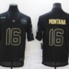 Men’s San Francisco 49ers #16 Joe Montana Black 2020 Salute To Service Stitched NFL Nike Limited Jersey