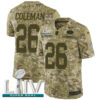 Nike 49ers #26 Tevin Coleman Camo Super Bowl LIV 2020 Men’s Stitched NFL Limited 2018 Salute To Service Jersey