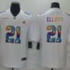 Men Dallas Cowboys 21 Elliott White Nike Rainbow version 2021 NFL Jersey