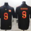 Men’s Cincinnati Bengals #9 Joe Burrow Black Red Orange Stripe Vapor Limited Nike NFL Jersey