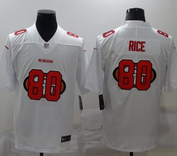 Men’s San Francisco 49ers #80 Jerry Rice White 2020 Shadow Logo Vapor Untouchable Stitched NFL Nike Limited Jersey